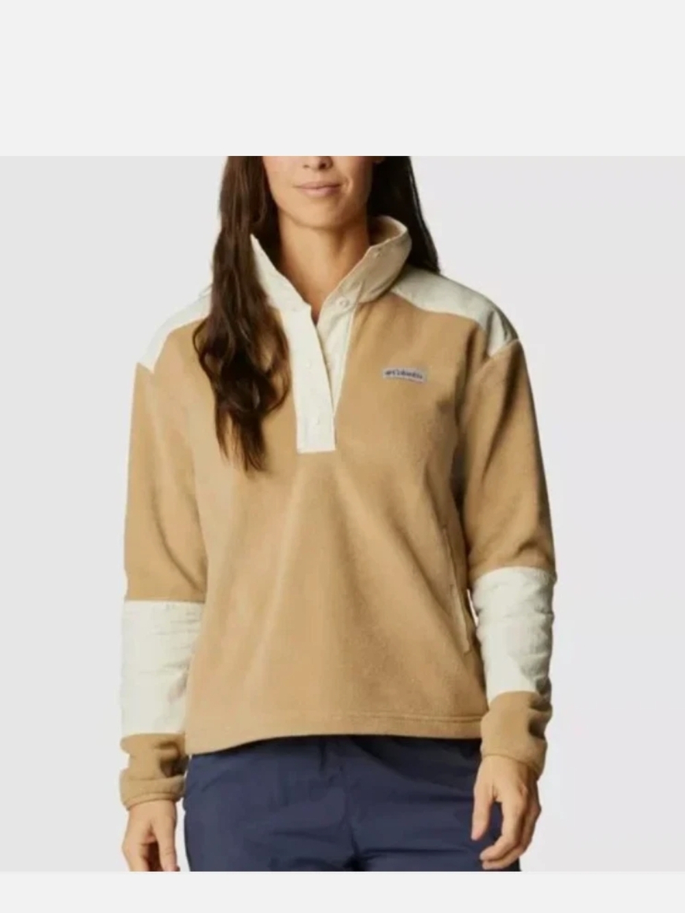 Columbia Two-Tone Fleece Pullover - Tan & Cream